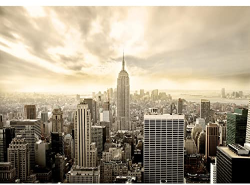 Runa Art Fototapete New York skyline 352 x 250 cm Vlies Tapeten XXL Moderne Wandtapete Wohnzimmer Schlafzimmer Beige 9005011b