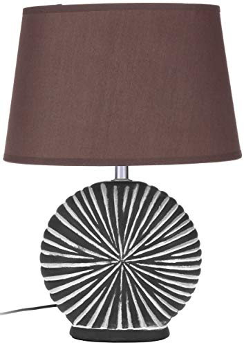 BRUBAKER Tisch- oder Nachttischlampe Braun, Keramikfuß in zweifarbigem, mattem Finish - 36 cm Höhe