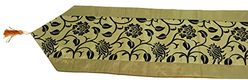 Dapo Leuchten Eleganter Tischläufer 200x30cm Quasten Tischband (braun/schwarz)