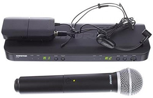 Shure BLX1288/P31 UHF Wireless Microphone System - Perfect for Church, Karaoke, Stage, Vocals - 14-Hour Battery Life, 100m Range | Includes Handheld & Headset Mics, Dual Channel Receiver | K3E Band