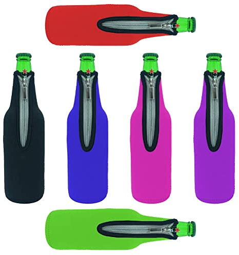 4 Stück Koozies Thermohülle Isoliertasche Hülle Tasche für Flasche 520 ml (17,6 oz) aus Neopren mit Reißverschluss hält Ihre Getränke länger kalt 6 Colors