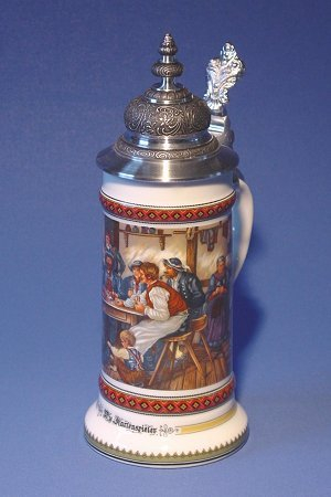 Zimmermann Bierseidel Bier-Krug Die Kartenspieler Ritterseidel mit Façonspitzdeckel 0,5l