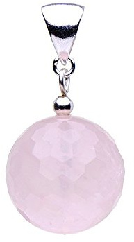 Anhänger aus echtem Rosenquarz & 925er Silber Kugel Ã˜16mm rose facettiert Damen