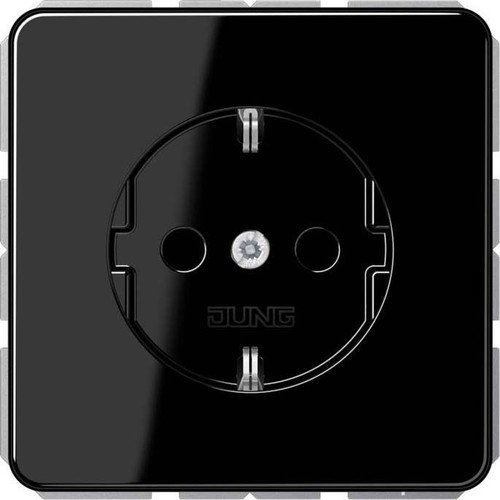 Jung 1520 BFKI SW Schuko Steckdose 16 A 250 V bruchsicher mit Berührungsschutz Serie CD schwarz, 250 V