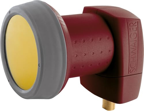SCHWAIGER SPS6810R 511 Single LNB 1-Teilnehmer Low Noise Blockconverter Sun Protect LNC digital hitzebeständig SAT Satelliten-Empfänger ausziehbarer Wetterschutz vergoldete Kontakte rot