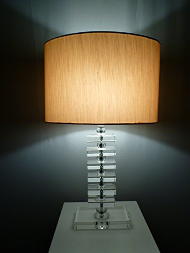 Dapo LED-Kristall-Tisch-Leuchte-Lampe Fanny, H: 57 cm, inklusive LED-Leuchtmittel E27 1x 6W, Nachttisch-Fenster-Kommode-Fernseh-Leuchte-Lampe (klar-Gold, Fanny 57 cm)