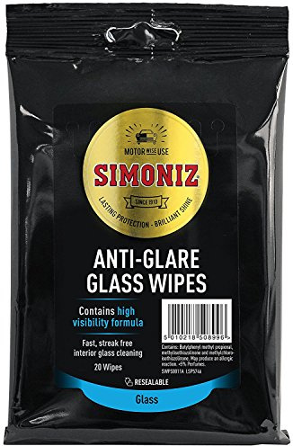 Simoniz SWPS0011A Anti Glare Glass Wipes 20pk