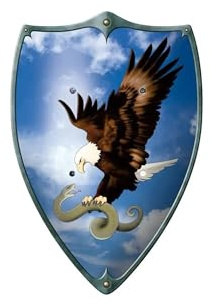 Holzspielerei Ritterschild Adler mit Schlange