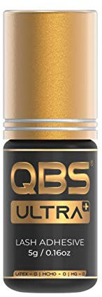 QBS Ultra Plus Kleber - Falscher Wimpernkleber mit starken Dämpfen, 2-3 Sekunden Trocknungszeit, Wimpernkleber mit Konservenpackung, Kleberhaltering, Silicasack - 5g