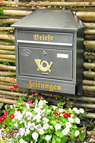 W/s Briefkasten mit Regenschutz Klappe (oben gebogen) mit Farbwahl grün weiss schwarz blau messing kupfer gold braun rot gelb anthrazit silber