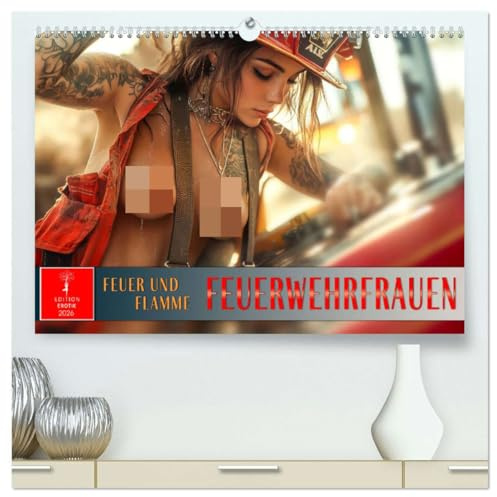 Feuerwehrfrauen - Feuer und Flamme (hochwertiger Premium Wandkalender 2026 DIN A2 quer), Kunstdruck in Hochglanz: Feuerwehrfrauen - ... auf Fantasie und Schönheit. (CALVENDO Erotik)