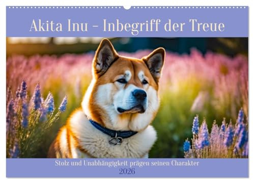 Akita Inu - Inbegriff der Treue (Wandkalender 2026 DIN A2 quer), CALVENDO Monatskalender: Stolz und Unabhängigkeit prägen seinen Charakter (CALVENDO Tiere)