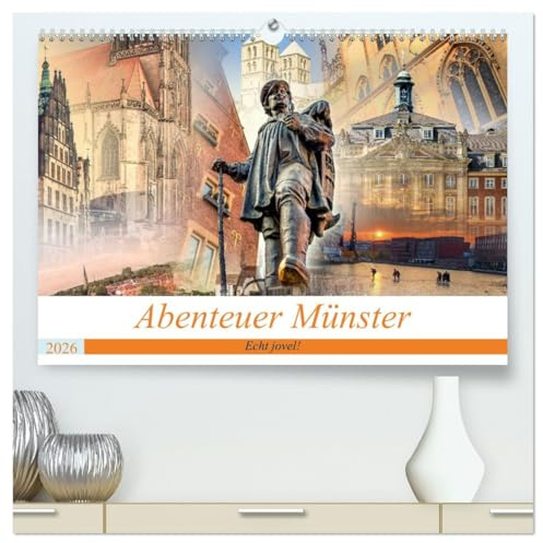 Abenteuer Münster - Echt jovel! (hochwertiger Premium Wandkalender 2026 DIN A2 quer), Kunstdruck in Hochglanz: Seit dem 6. Jahrhundert mausert sich ... Stadt der Welt Münster. (CALVENDO Orte)