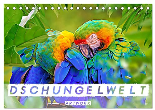 Dschungelwelt - Artwork (Tischkalender 2026 DIN A5 quer), CALVENDO Monatskalender: Dschungeltiere im Dschungel (CALVENDO Tiere)