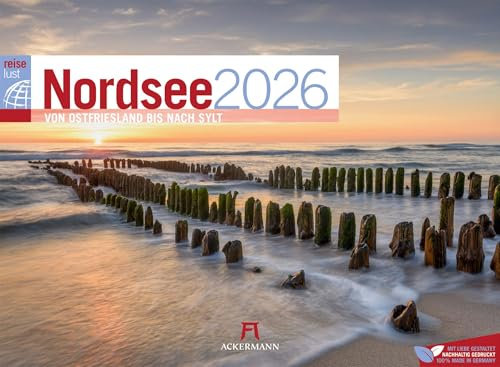 Nordsee ReiseLust Kalender 2026 | von Ostfriesland bis nach Sylt | Stilsicherer Küsten-Kalender im Querformat (45x33 cm) | Deutsche Küste, Meer