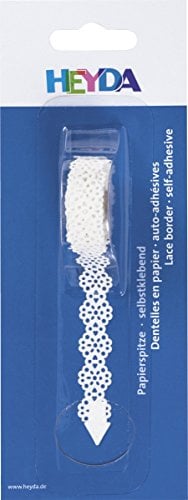 HEYDA Deko-Klebeband Papierspitze Blumen II, weiß