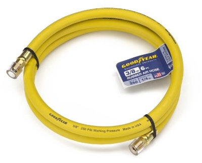 Goodyear 10329 6' x Rubber Whip Hose Yellow Air, 3/8 in. by 6 ft. 250 PSI