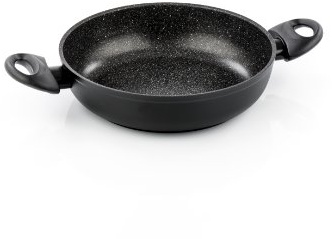 Barazzoni Granitica Tegame/Casseruola Bassa Linea Effetto Pietra in Alluminio Rivestito in Marmotech, Ø 28 cm, 3.3 Litri, Nero Puntinato