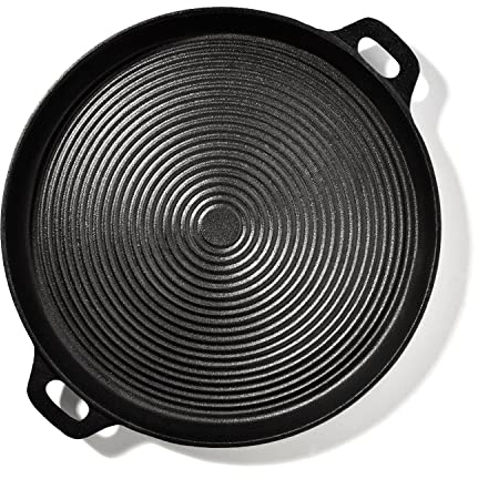 ToCis Big BBQ - Piastra scanalata, 35 x 3 cm (ØxA), in ghisa | Piastra adatta a barbecue e fornelli | Piastra universale rotonda e pretrattata per arrostire e cuocere sulla griglia
