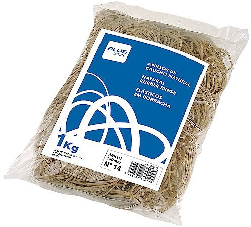 Plus Office - Gomas Elásticas, Bolsa de 1 kg, Rubber Bands, Perfectas para Oficina, Organizar Archivos, Hogar y Escuela, de Caucho Natural - 80 mm