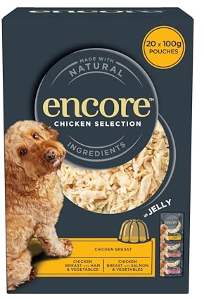 Encore Natural Adult Wet Dog Food, Chicken Selection in Jelly 100g Pouch (4 x (5 x 100g Pouches))