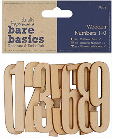 Bare Basics Papermania Wooden Numbers - 10 Pieces