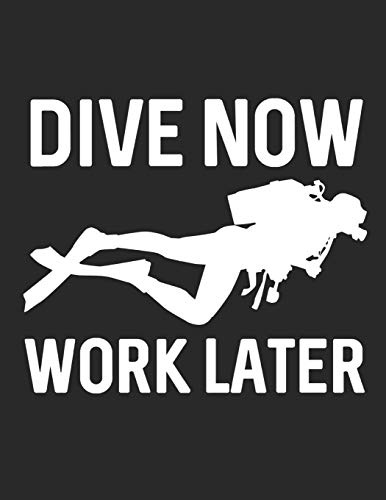 Mein Taucherlogbuch: Das Tauchtagebuch zum ausfüllen, mit über 100 Seiten genug Platz für deine Tauchgänge, A4+ Format, Motiv: Dive now, work later