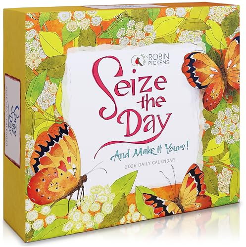 Seize The Day 2026 Tageskalender: inspirierender Seitenkalender von Robin Pickens mit alltäglichen erhebenden Zitaten und farbenfroher Kunst