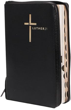 Luther21: Luther21- Lederfaserstoff schwarz, Goldschnitt, Griffregister, Reißverschluss