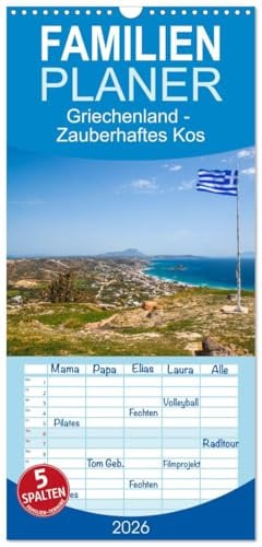 Familienplaner 2026 - Griechenland - Zauberhaftes Kos mit 5 Spalten (Wandkalender, 21 cm x 45 cm), CALVENDO: Der Kalender präsentiert die schönsten ... zu malerischen Landschaften. (CALVENDO Orte)