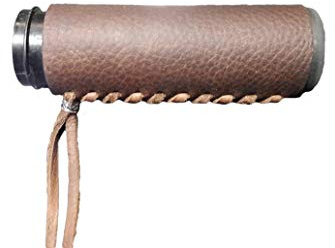 Heavy Duty Brown Leather Motorcycle Grip Covers for HD Motorcycles