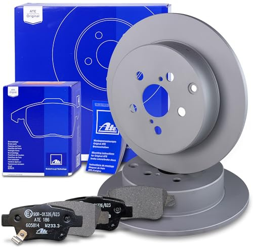ATE Bremsenset Hinterachse inkl. Bremsscheiben hinten Ø 280 mm voll und Bremsbeläge hinten Kompatibel mit TOYOTA AVENSIS (_T25_), AVENSIS Kombi (_T25_), AVENSIS Stufenheck (_T25_)