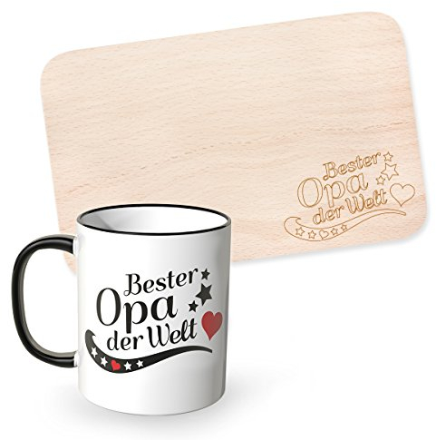 'Wandkings Desayuno con grabado Mejor abuelo del mundo con dazugehöriger Taza en Juego, regalo ideal para los abuelo