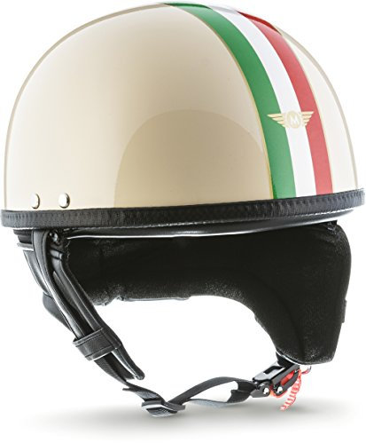 Moto Helmets® D22 „Italy“ · Brain-Cap · Halbschale Jet-Helm Motorrad-Helm Roller-Helm Retro · Fiberglas Schnellverschluss SlimShell Tasche S (55-56cm)