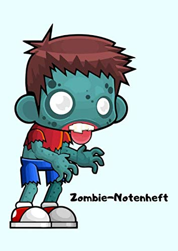Zombie-Notenheft: 65 Seiten & GROßE LINEATUR / breite Linien - Din A4- mit jeweils 8 Systemen (blanko / leer) - gebundener Notenblock zum Lernen, ... Schule (Lehrer / Musik Unterricht) - günstig
