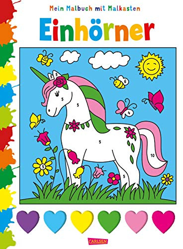 Mein Malbuch mit Malkasten: Einhörner: Mit bunter Wasserfarben-Palette