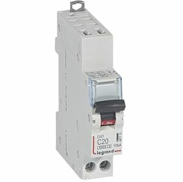 407715 Disjoncteur unipolaire + neutre 20A - 1P+N Courbe C - 6/10kA - Automatique et vis - Legrand DX3
