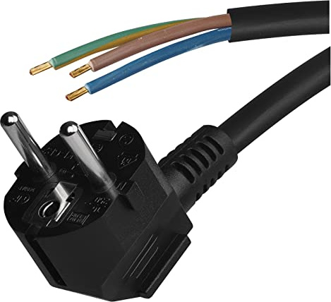 EMOS Bügeleisen-Anschlussleitung 2m / Zuleitungskabel, Anschlusskabel, Bügeleisenkabel schwarz / 3x 1,0 mm / H05VV-F 3G Kunststoffkabel