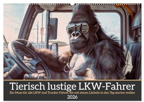 Tierisch lustige LKW-Fahrer (Wandkalender 2026 DIN A2 quer), CALVENDO Monatskalender: Ein Muss für alle LKW und Trucker Fahrer, die mit einem Lächeln in den Tag starten wollen (CALVENDO Mobilitaet)