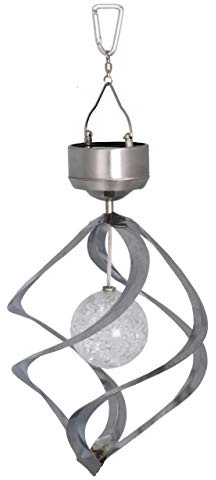 Best Season LED-Solar-Windspiel Wind Mill / 1 cool weiß LED mit Solarpanel inklusiv Akku/outdoor/silber 477-51