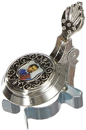 Schnabel-Schmuck Flaschenverschluß, Silber u. farbiges Bild, 5 x 5 cm