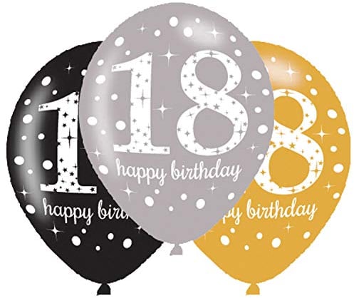 Adult Gold 18th Celebration Latex Balloons