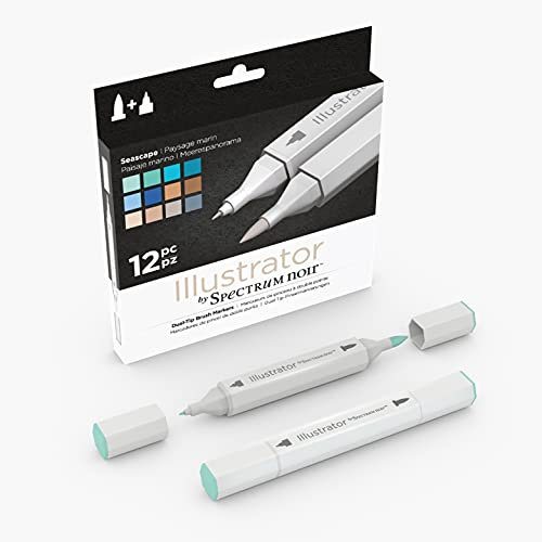 Spectrum Noir Illustrator (12Pc) - Seascape, Pack of 12 , SPECN-IL12-SEA,Multicolor,19 x 18.4 x 2.1 cm