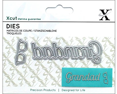 Xcut Mini Sentiment Die Grandad 2 Pieces, Carbon Steel, Art & Craft Carbon Cutting Tool Supplies For Beautiful Decoration, Card Making Gift Tag, Wrapping, Scrapbooking, Invitations, Crafters Companion
