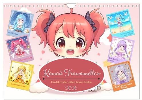 Kawaii Traumwelten (Wandkalender 2026 DIN A4 quer), CALVENDO Monatskalender: Ein Jahr voller süßer Anime-Helden (CALVENDO Menschen)