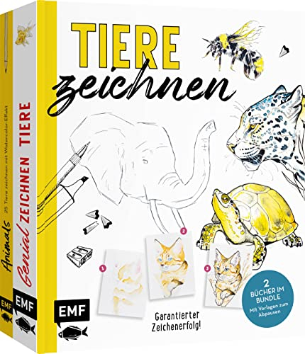 Tiere zeichnen – Das XXL-Starter-Set: Zwei Bücher im Bundle: Garantierter Zeichenerfolg: Mit Vorlagen zum Abpausen, Schrittanleitungen und Profitricks