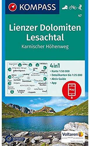 Lienzer Dolomiten - Lesachtal - Karnischer Höhenweg: Wanderkarte mit Aktiv Guide, alpinen Skirouten und Radrouten. GPS-genau. 1:50000 (KOMPASS Wanderkarte, Band 47)