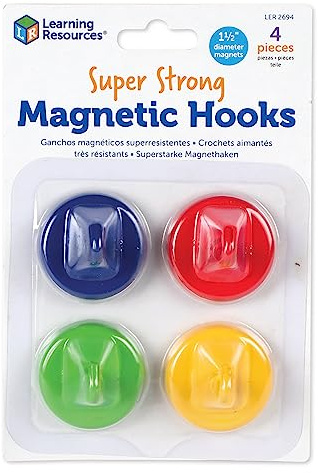 Learning Resources Superstarke Magnethaken | Starke Magnethaken, robuster Klassenzimmer-Magnethaken, Spindhaken, 4 Stück