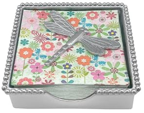MARIPOSA 2635-C Serviettenbox mit Libellen-Perlen, Nicht zutreffend, Silber, L x 5.75 W x 1.75 H