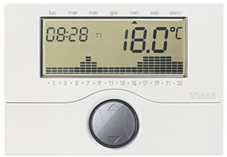 Vimar 01910 Cronotermostato Programmabile A Batteria, Bianco, 13 x 10.4 x 2 cm 210 grammi